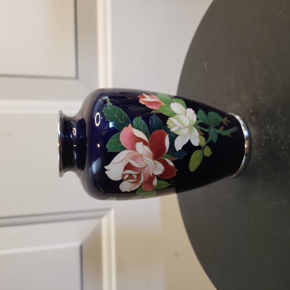 Other - Japanese Cloisonne Gimbari Enamel Blue Rose Vase 4.3/4"
